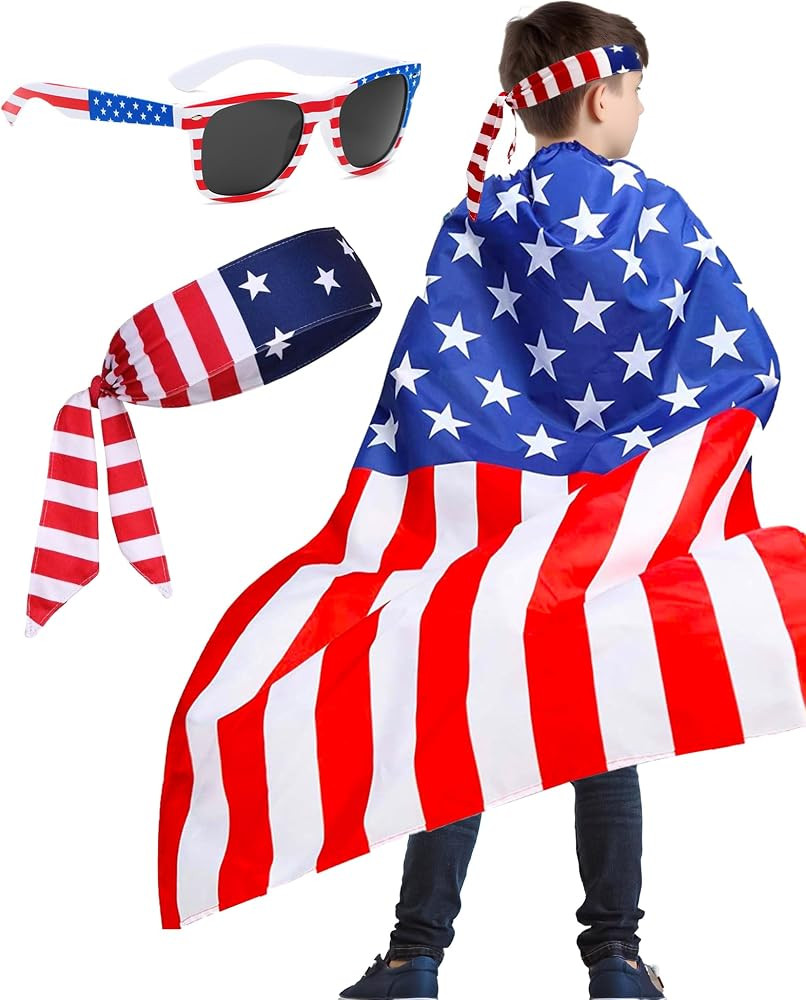 BleSky Kids 4th of July American Flag Costume Cape, American Flag Patriotic Independence Day Holi... | Amazon (US)