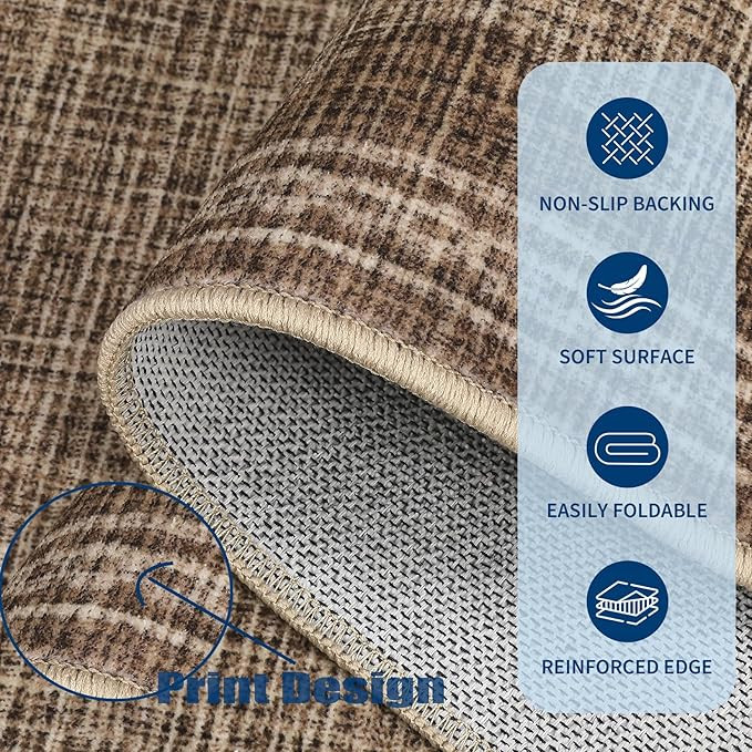 GarveeHome 2x6 Runner Rug for Hallway Washable Kitchen Rugs Non Slip Solid Coffee Modern Minimali... | Amazon (US)