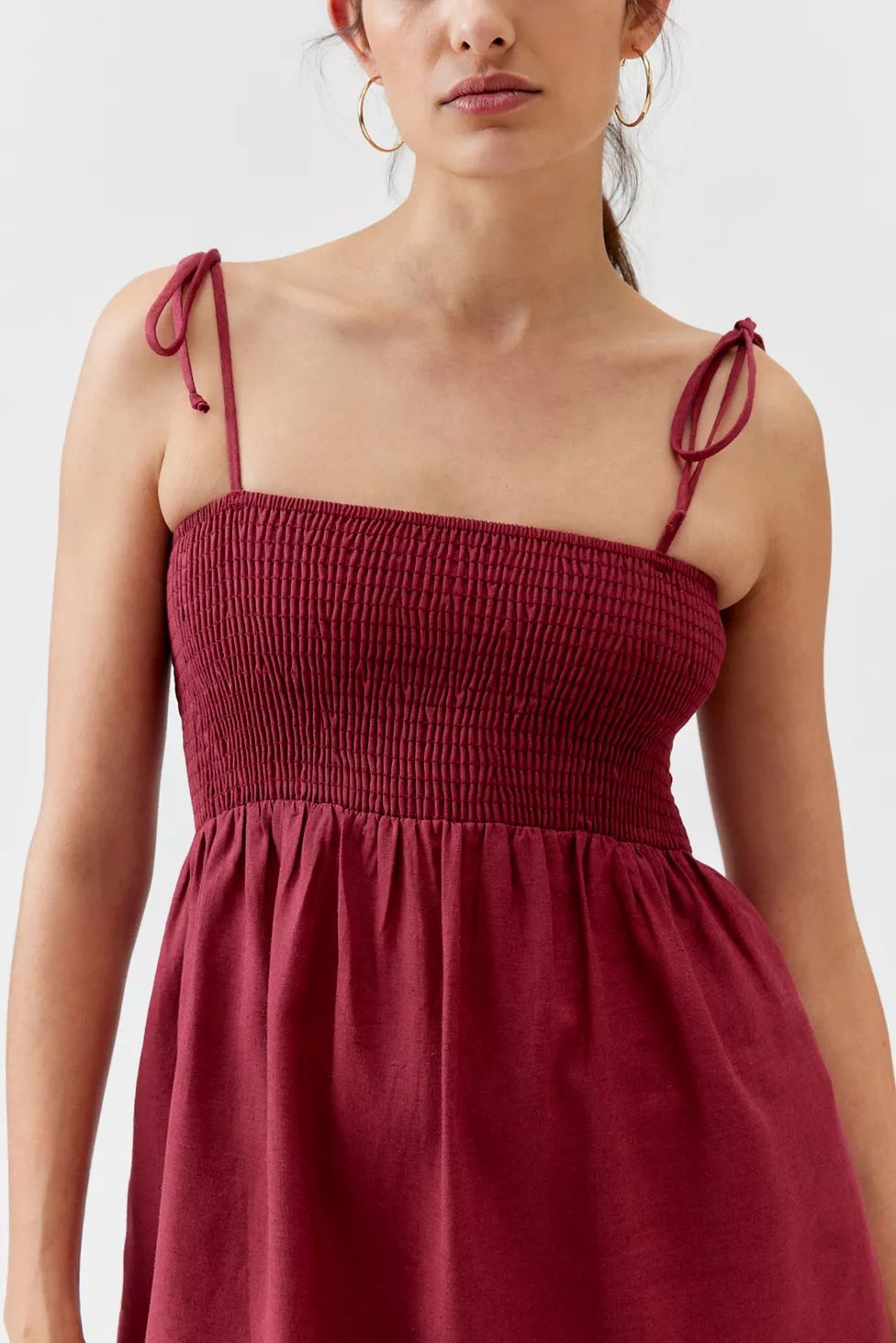 Urban Renewal Made In LA EcoVero™️ Linen Smocked Top Mini Dress | Urban Outfitters (US and RoW)