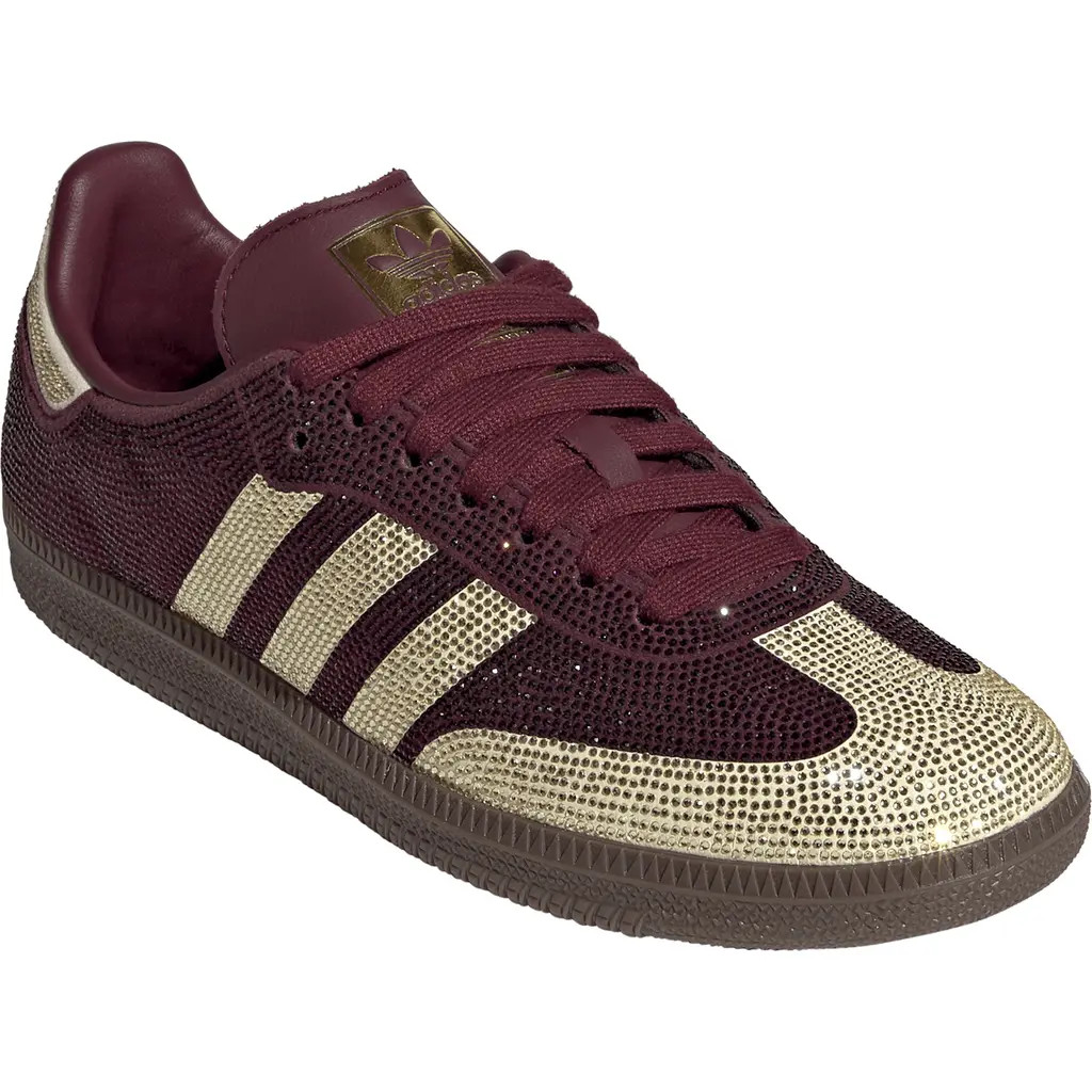 adidas Samba OG Crystal Embellished Sneaker in Maroon/warm Vanilla/gum5 at Nordstrom, Size 7.5 | Nordstrom