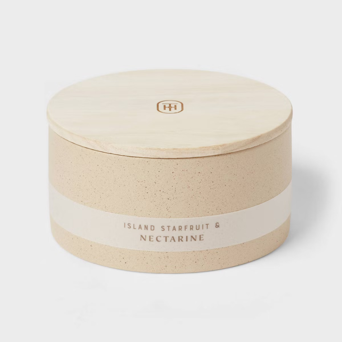 3-Wick 14oz Matte Textured Ceramic Woodwick Candle Ivory/Island Starfruit and Nectarine - Thresho... | Target