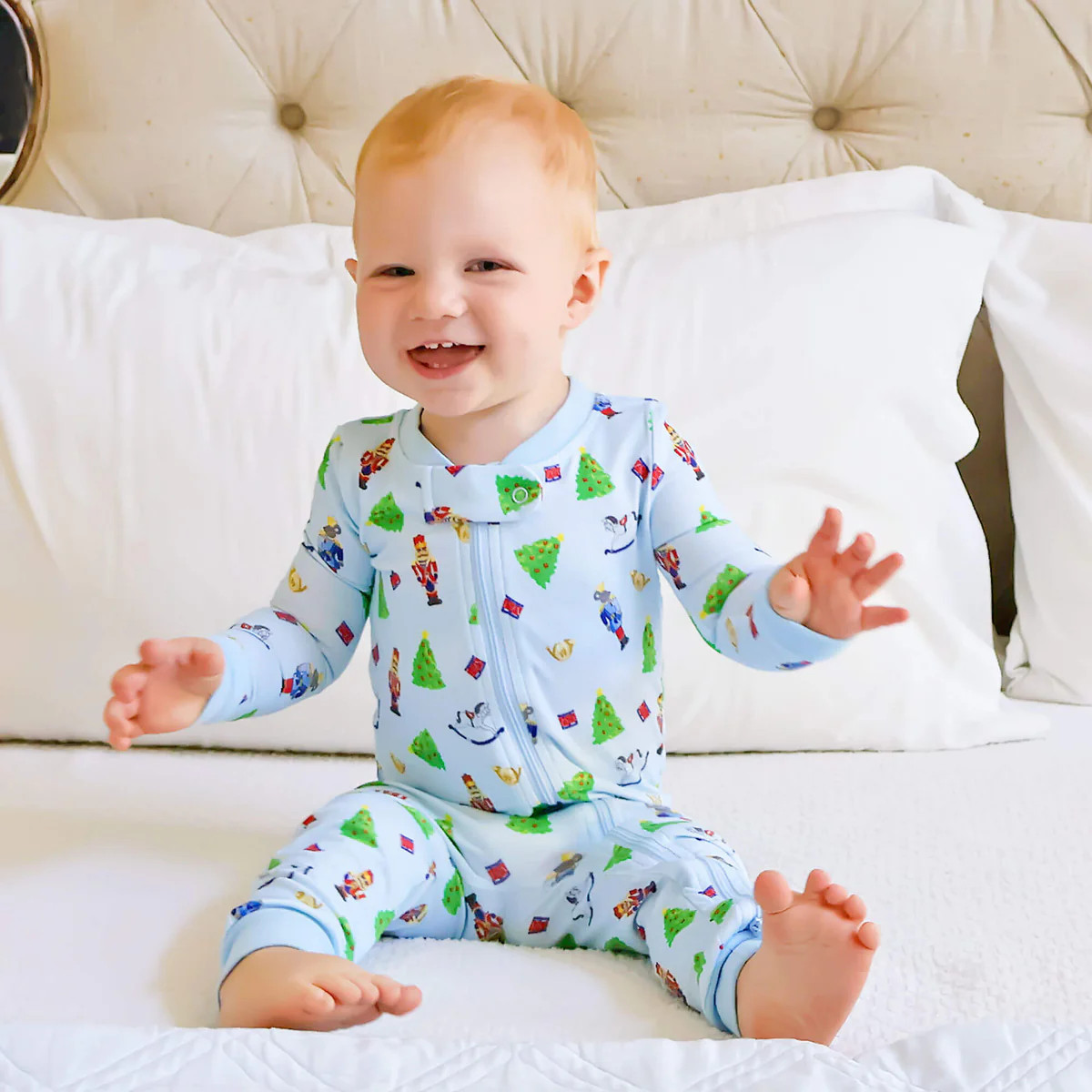 Nutcracker Blue Print Zip Sleeper | Classic Whimsy