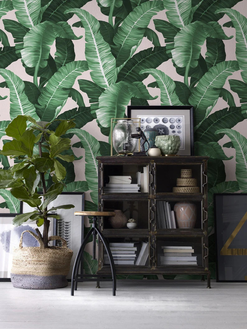 Banana Leaf Removable Wallpaper: Tropical Peel and Stick Mural | Etsy (Global)
