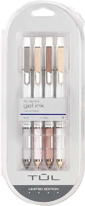 TUL Pearl Collection Gel Pens, Medium Point, 0.7mm, Pearl Barrel, Blue Ink, Pack of 4 | Amazon (US)