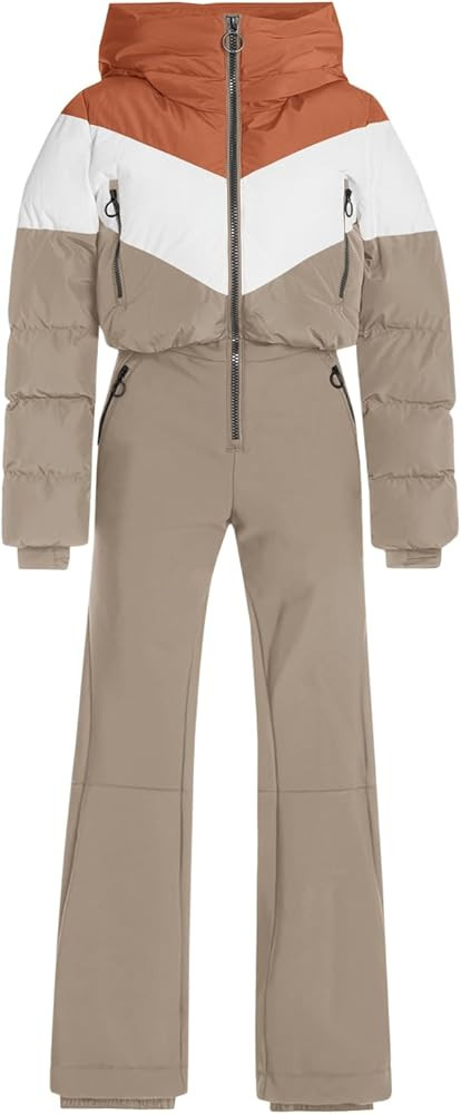 Fisoew Womens One Piece Ski Suit Warm Waterproof Snowsuits Winter Snow Jumpsuits Outdoor Sports O... | Amazon (US)