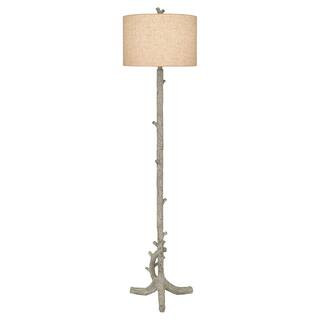 62 in. Driftwood Indoor Floor Lamp with Oatmeal Hardback Drum Shade | The Home Depot