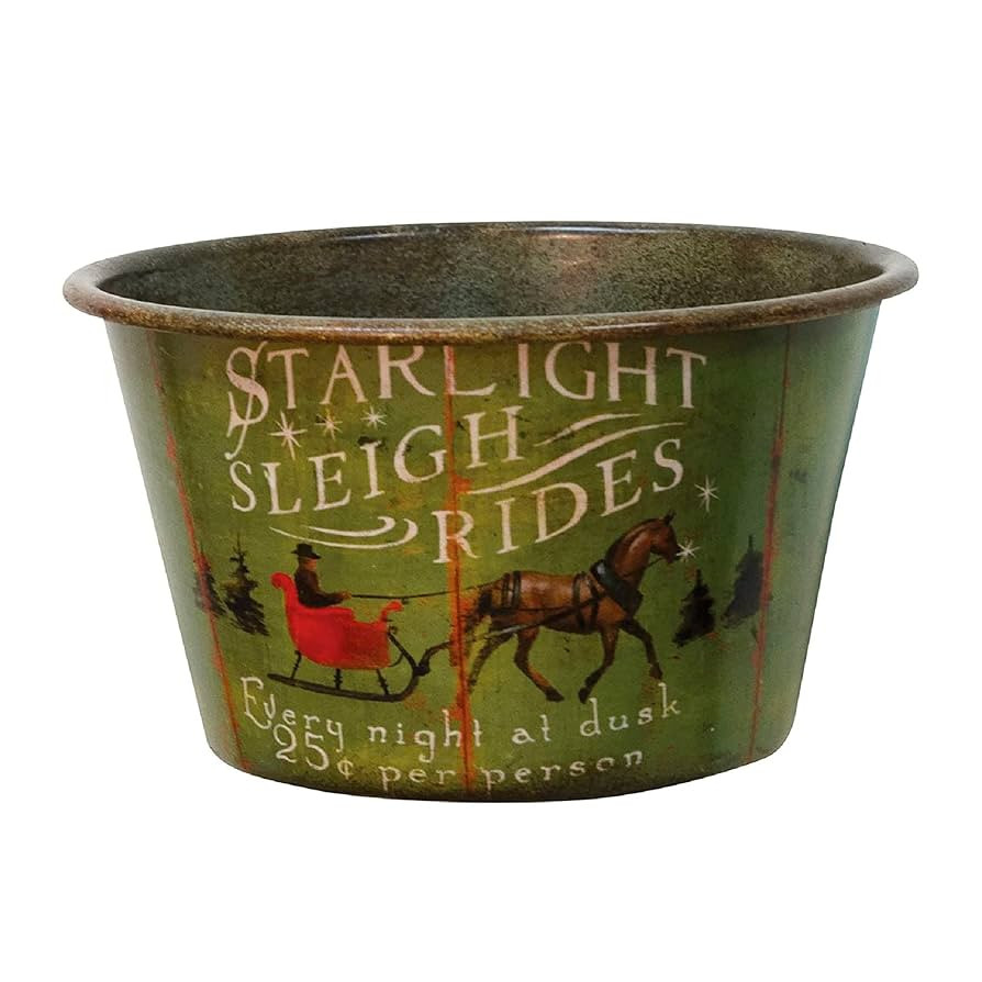 CWI Gifts Starlight Sleigh Rides Vintage Tin Bowl - 6.5" W x 4" H - Country Farmhouse Decor - Dec... | Amazon (US)