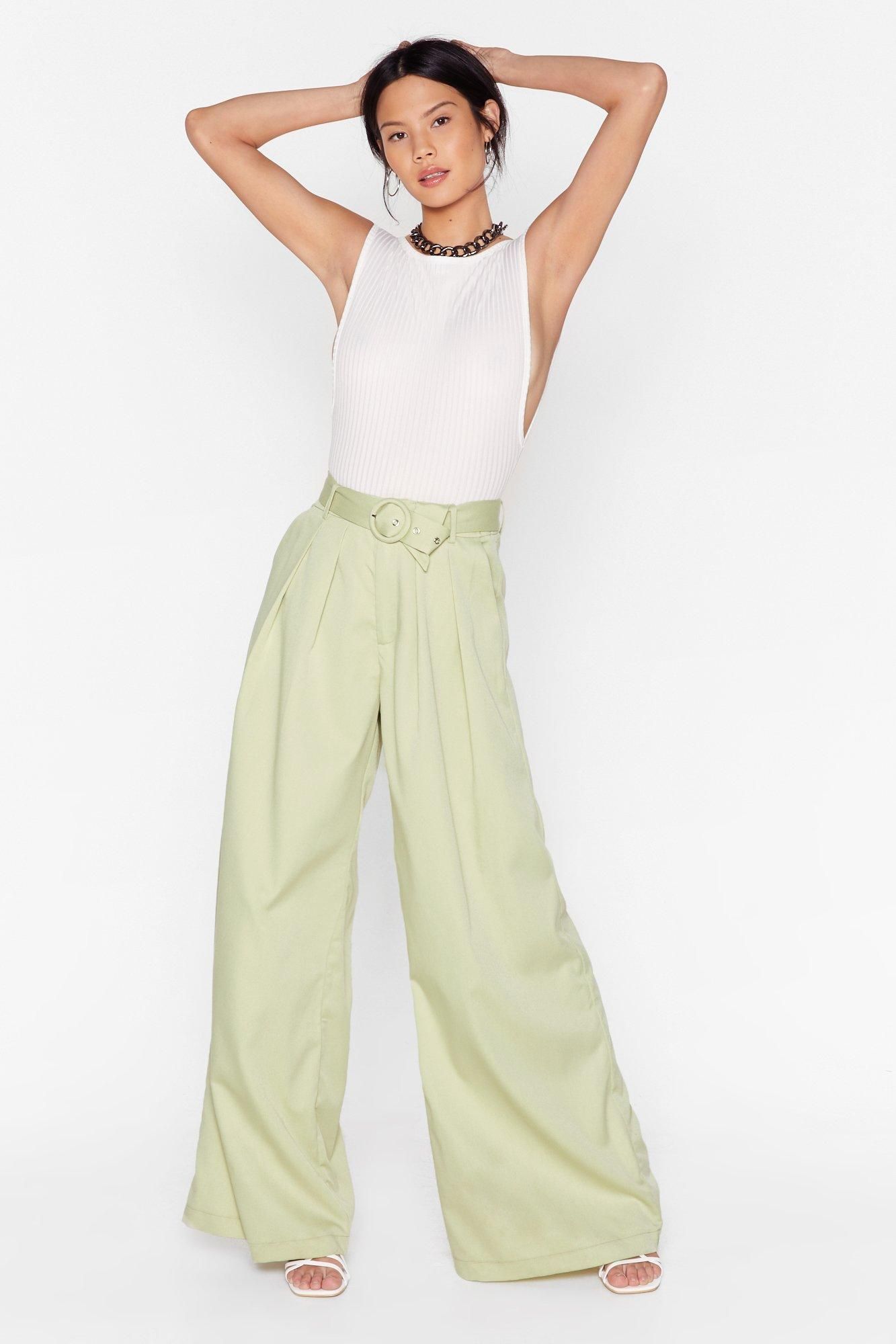 Womens One Hell of a Wide-Leg Belted Pants - Mint | NastyGal (US & CA)