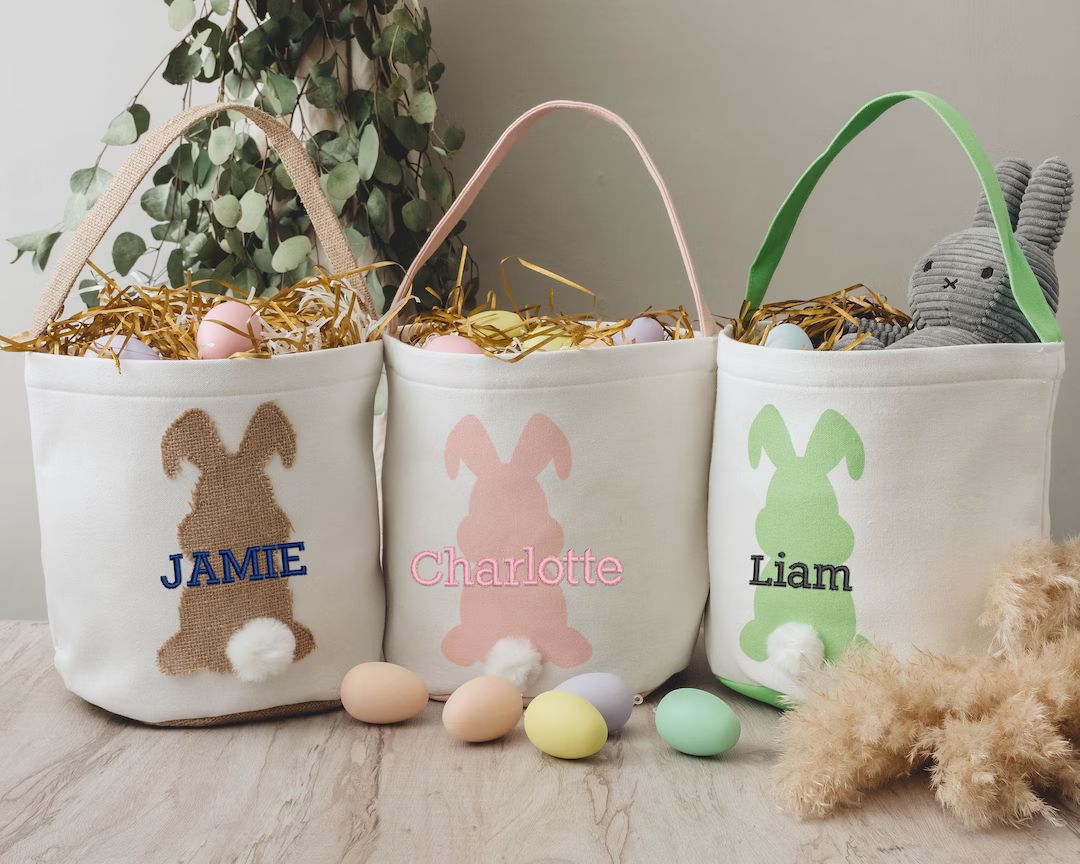 Personalized Easter Basket | Bunny Baskets for Kids | Embroidered Easter Basket | Easter Bunny Ta... | Etsy (US)