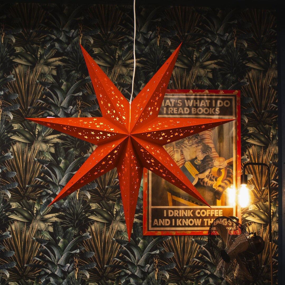 Paper Lantern Red Lampshade Paper Starlight Hanging Lantern Wedding Decoration Mood Lighting Boho... | Etsy (US)