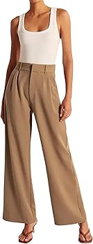 KUNMI Women's Wide Leg Pants Work Business Casual Loose High Waisted Dress Palazzo Flowy Trousers | Amazon (US)
