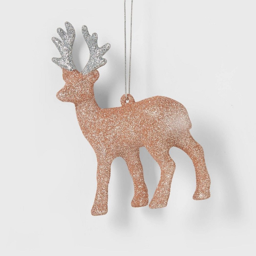 Glitter Reindeer Christmas Tree Ornament Blush - Wondershop™ | Target