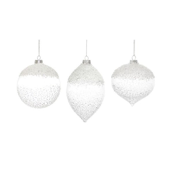 Club Pack of 12 Glossy Silver Colored Glittering Christmas Ornaments 7" - WHITE | Bed Bath & Beyond