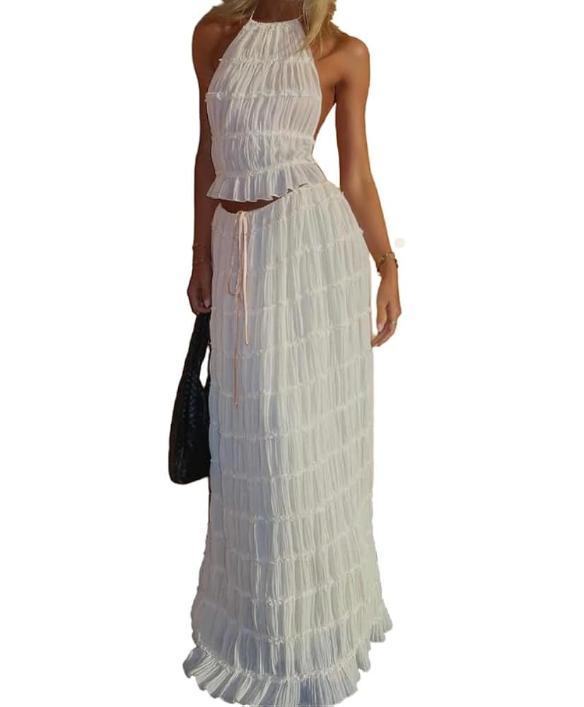 Sastianaen Women Sexy Mini Skirt Set Y2k Strapless Tube Top Bodycon Skirt 2 Piece Outfits Dress S... | Amazon (US)