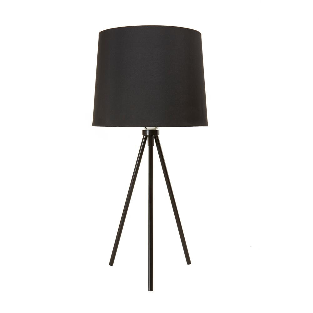 Newhouse Lighting 19.5 in. Black Tripod Table Lamp With Black Lamp Shade and E26 Light Socket | The Home Depot