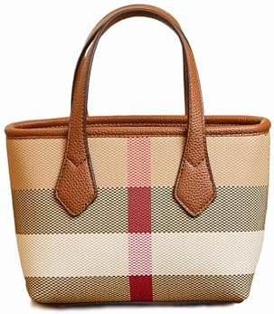 Small Size Luxury Plaid Canvas and Leather Women's Top Handle Tote for Everyday Play Shoulder Bag... | Amazon (US)