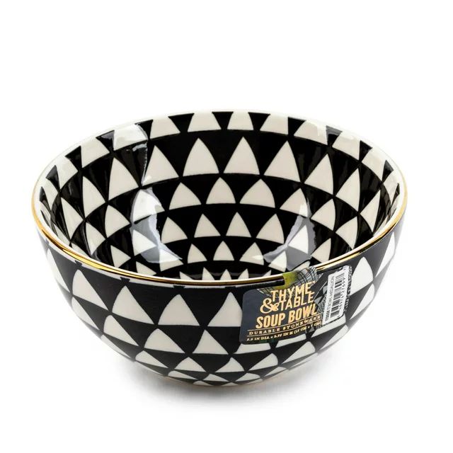 Thyme & Table Dinnerware Black & White Medallion Stoneware Round Bowl | Walmart (US)