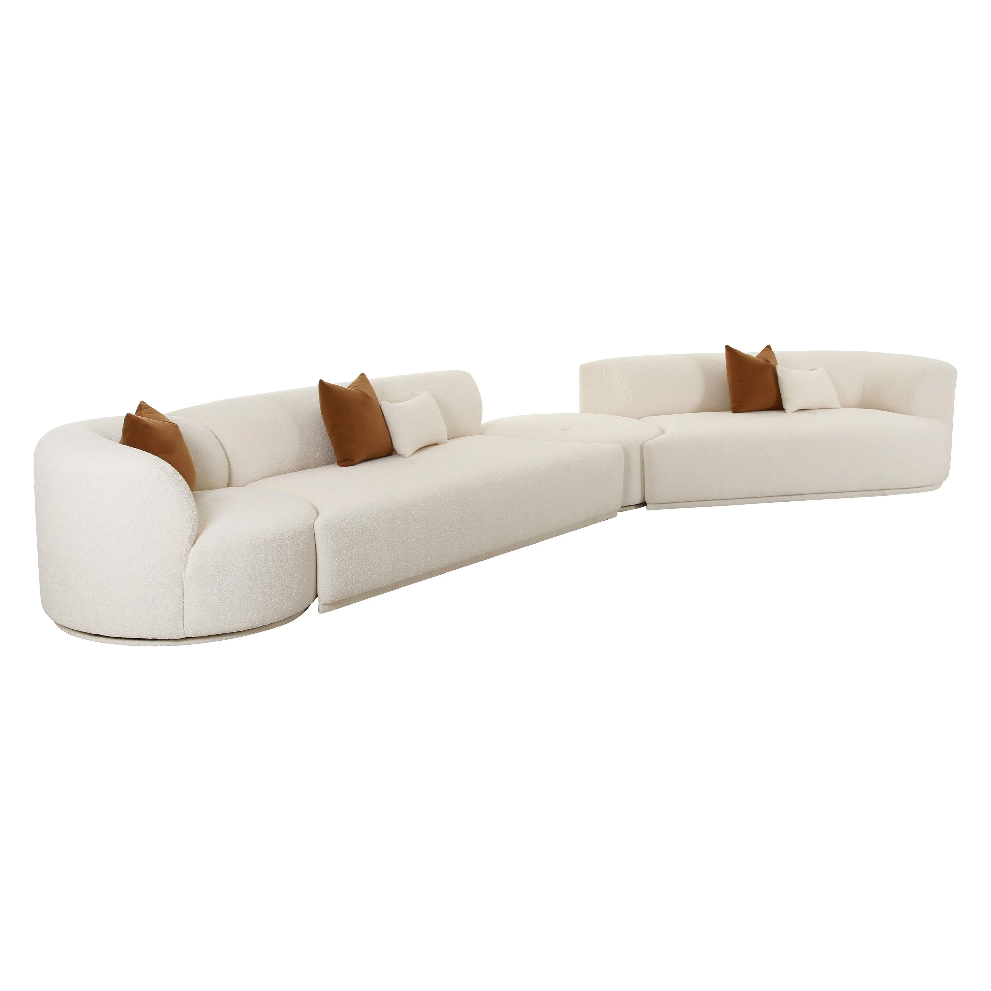 Fickle 4-Piece Cream Performance Boucle Modular Sectional | TOV Furniture