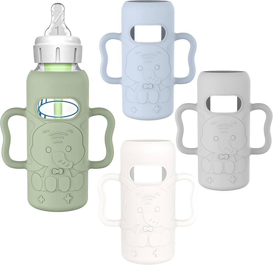 KingKam 4 Pack Silicone Sleeves for Dr. Brown's Glass Baby Bottles, Drop Protection Easy-Grip Bab... | Amazon (US)