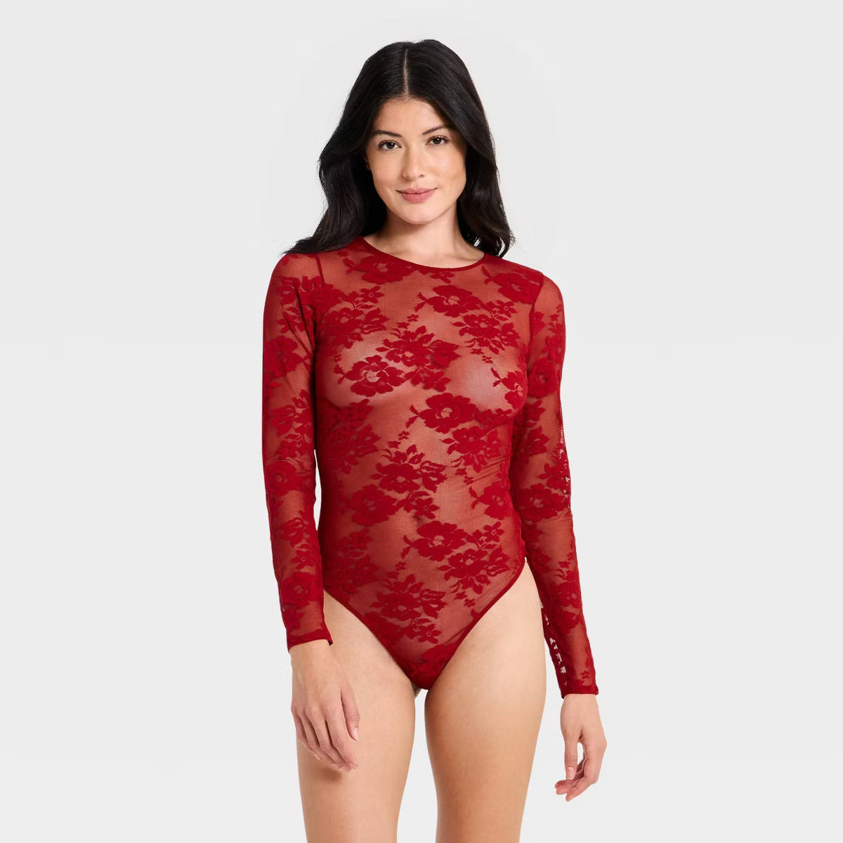 Women's Lace Long Sleeve Lingerie Bodysuit - Auden™ | Target