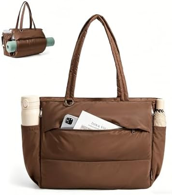 BAGSMART Tote Bag for Women, 22L Puffer Gym Bag for 40oz Tumbler, Work Tote Handbag for Travel Yo... | Amazon (US)