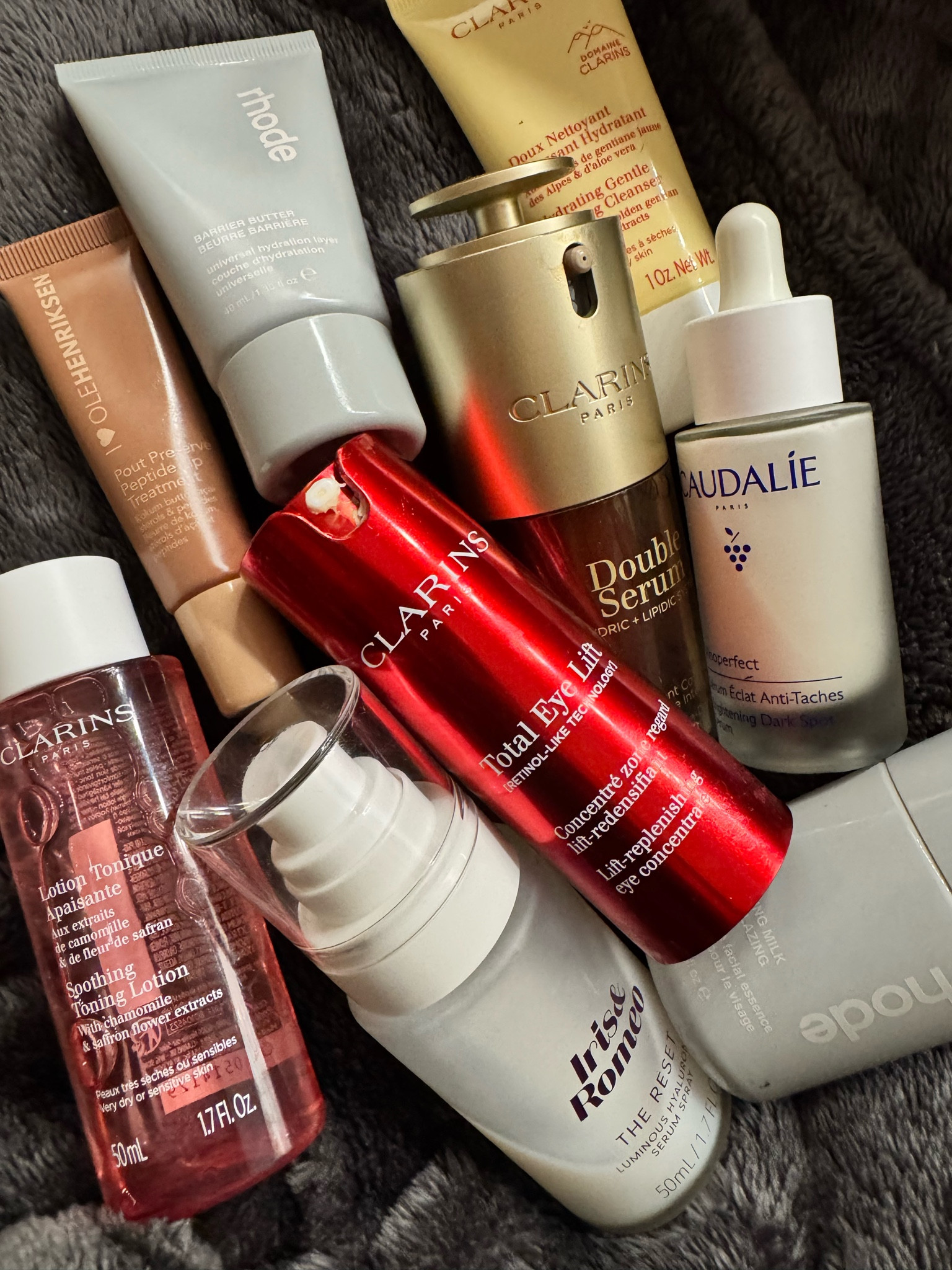 This was one of those slow, intentional skin prep moments where I really focused on hydration, glow, and barrier repair. I started by cleansing with the Clarins Gentle Foaming Cleanser  it’s hydrating, not stripping, and leaves my skin feeling clean but still comfortable. I followed with the Clarins Chamomile Toner to calm and prep my skin before layering serums.

For treatment, I went in with the Caudalie Dark Spot Serum, which I love for helping even tone and address discoloration while still feeling lightweight on the skin. Then I layered hydration using the Iris & Romeo The Reset Hyaluronic Serum Spray this is perfect for adding moisture without heaviness and gives the skin that fresh, plump look.

Next came glow and nourishment. I used the Rhode Glazing Milk for that signature dewy, glass-skin finish, then sealed everything in with Barrier Butter to lock in moisture and support my skin barrier. To finish, I applied the Clarins Double Serum, which is one of my go-to’s for smoothing, radiance, and overall skin health.

And of course, no routine is complete without lips I finished with the Ole Henriksen Pout Preserve Peptide Lip Treatment for soft, hydrated lips with a healthy shine.

#LTKgrwm #LTKOver40 #LTKBeauty