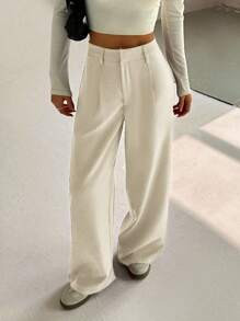 FavEase Women's Elegant Slim Casual Wide-Leg Pants Fall Cloth For Women | SHEIN