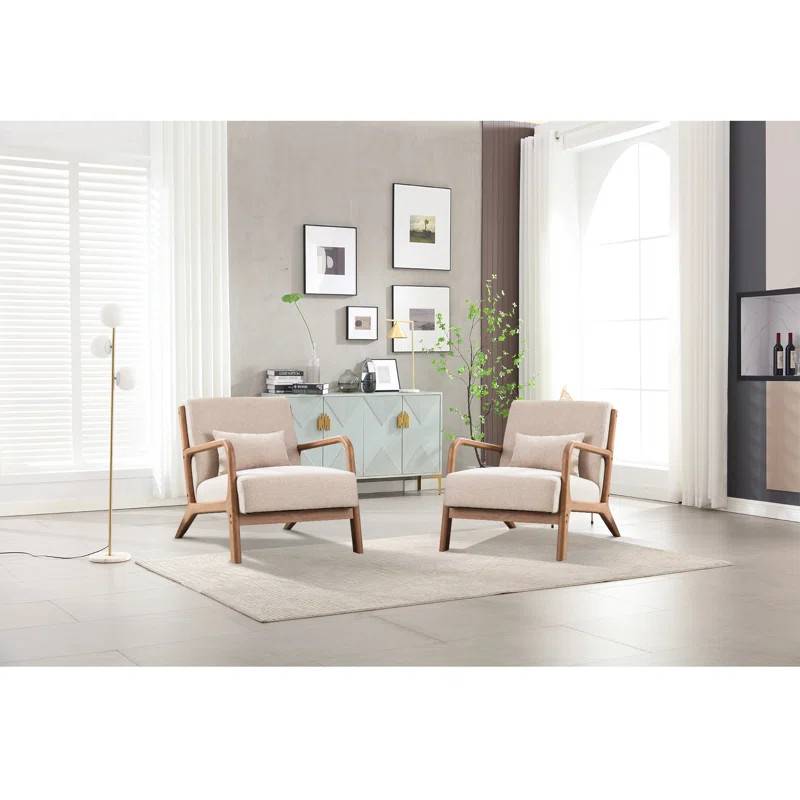 Bonnita 26" Wide Linen Armchair With Solid Wood Foot | Wayfair North America