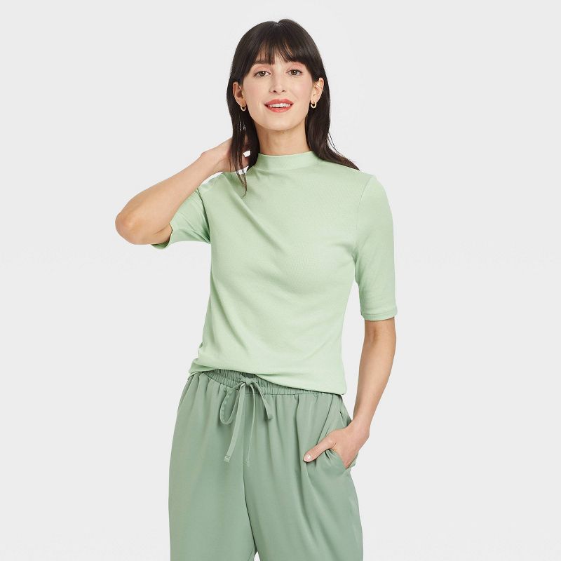 Women's Elbow Sleeve Mock Turtleneck T-Shirt - A New Day™ | Target