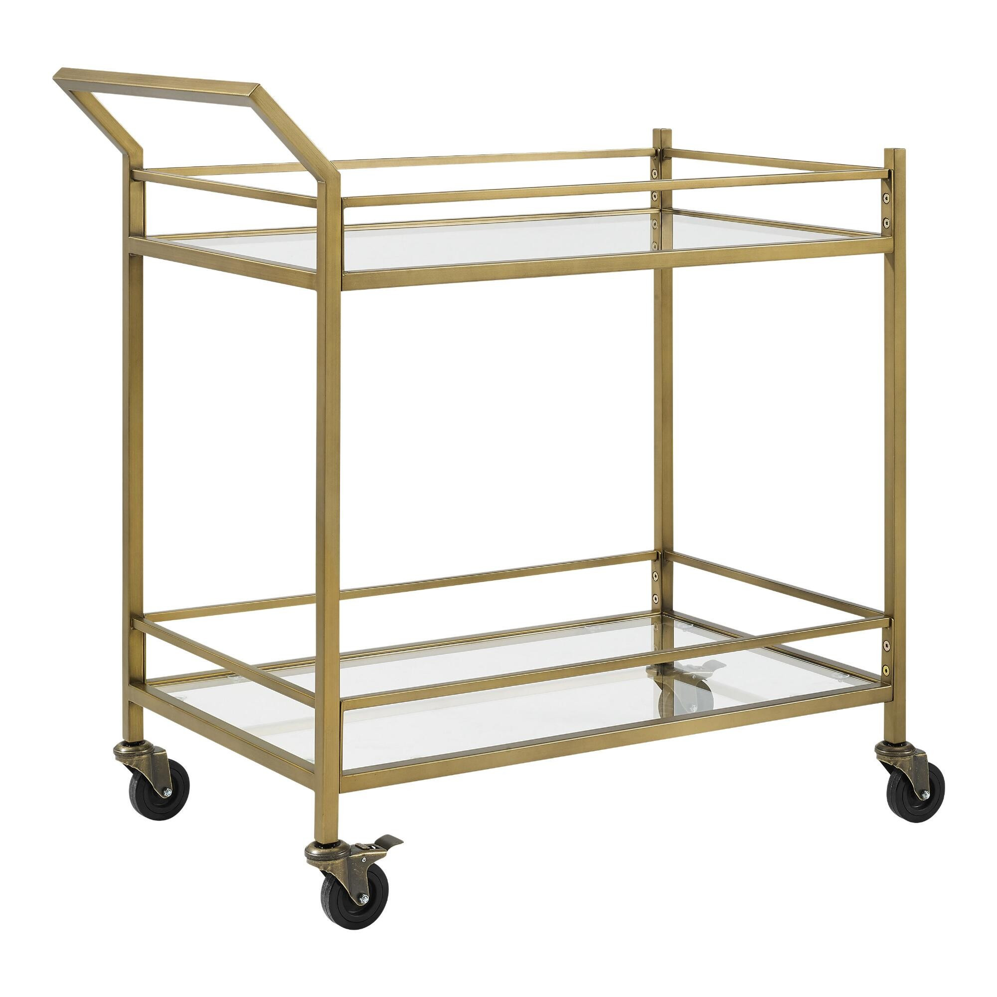 Metal and Glass Milayan Bar Cart - Antiquegold by World Market | World Market