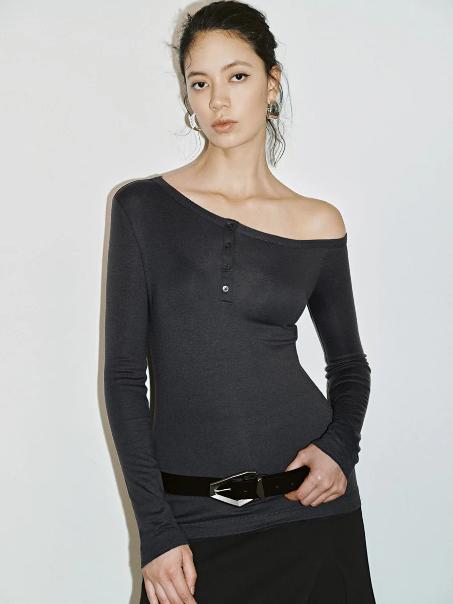 One Shoulder Skinny T-Shirts | Urban Revivo