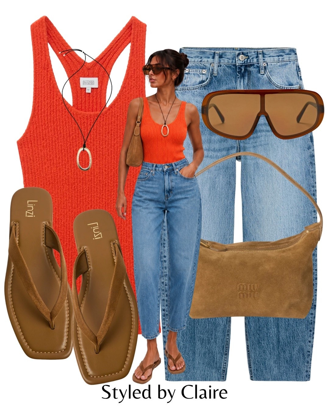 ORANGE & SUEDE🧡🍊
Tags: tank top other stories H&M tapered leg jeans Zara denim miu miu shoulder bag aviator sunglasses thong flip flops summer city break dinner date night inspo outfit ideas cool girl

#LTKsummer #LTKstyletip #LTKshoes