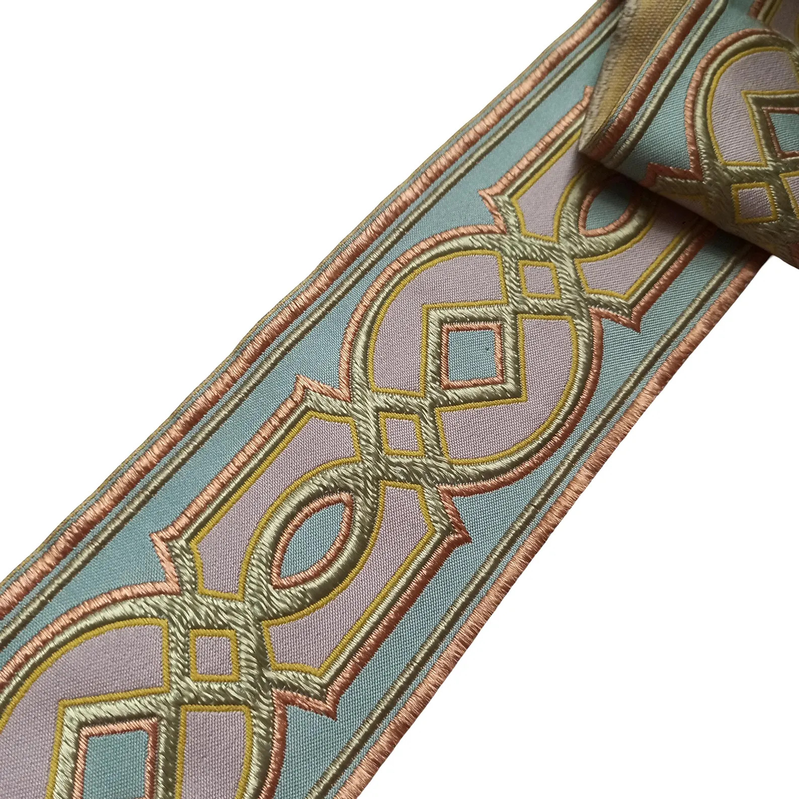 Green Geometric Curtain Trim 3 1/2": Drapery Border Fabric Tape | Etsy (US)