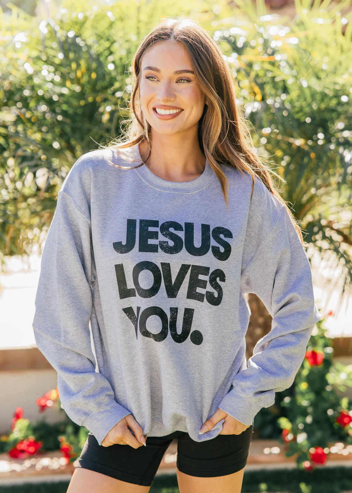 NEW!! “Jesus Loves You" Sweatshirt in Grey | Glitzy Bella