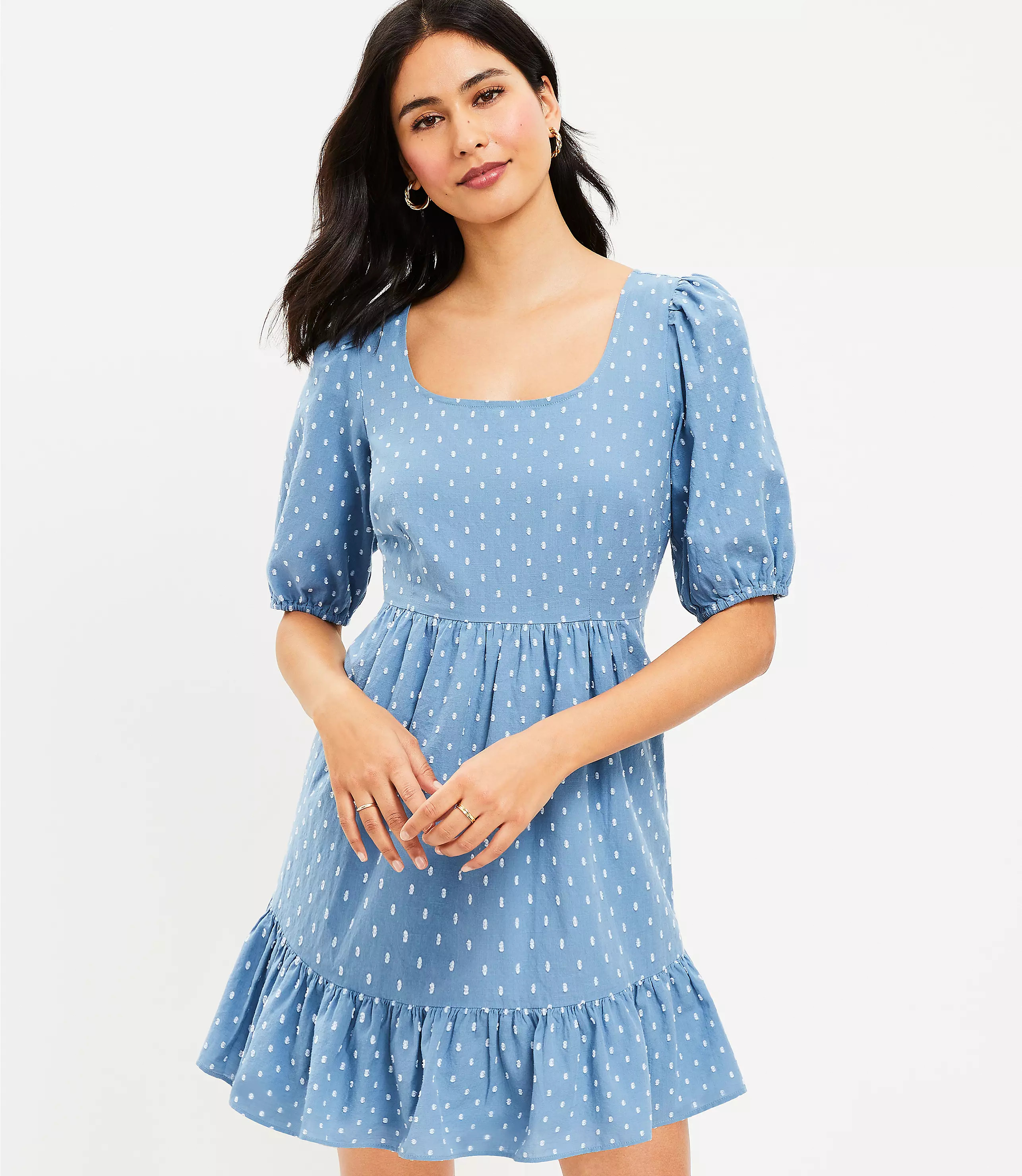 Petite Clip Tie Back Flounce Swing Dress | LOFT