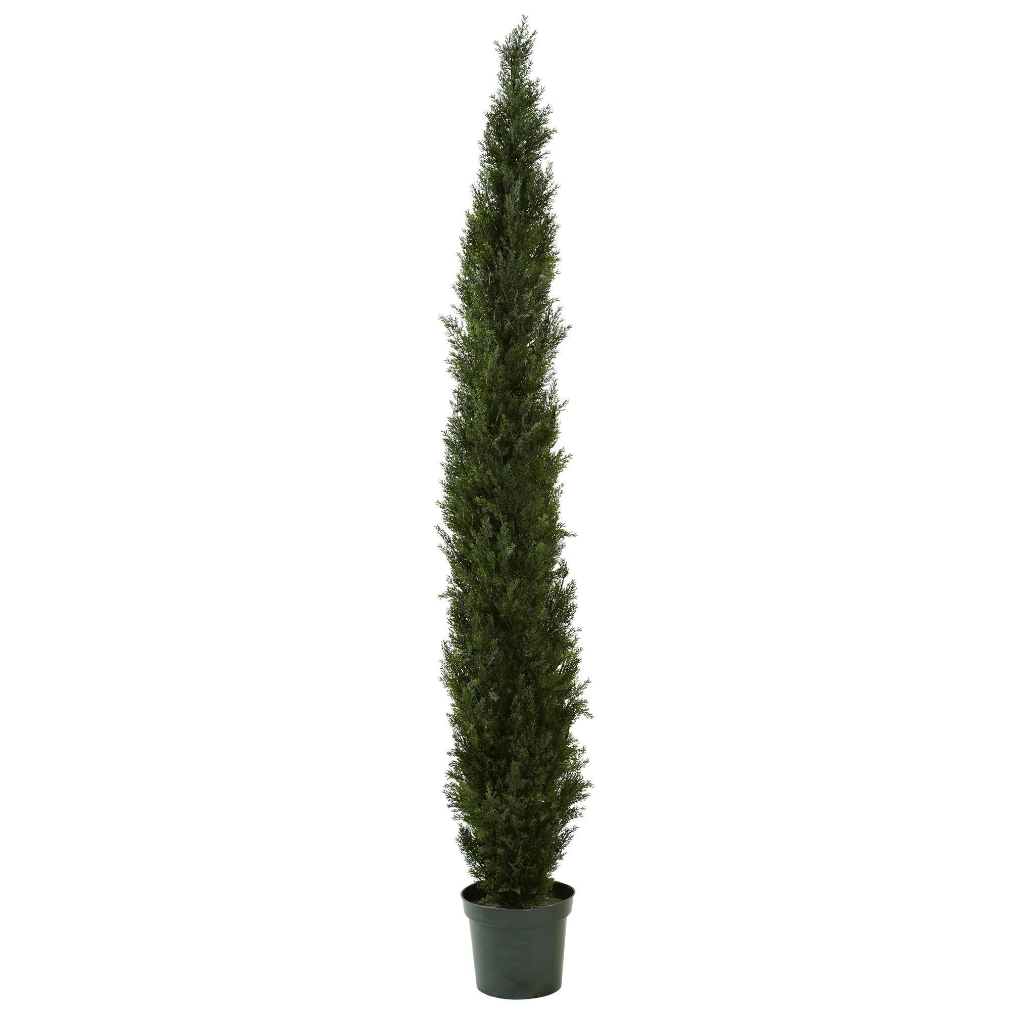 8' Mini Cedar Pine Tree w/4249 tips in 12” Pot (Two Tone Green) | Nearly Natural