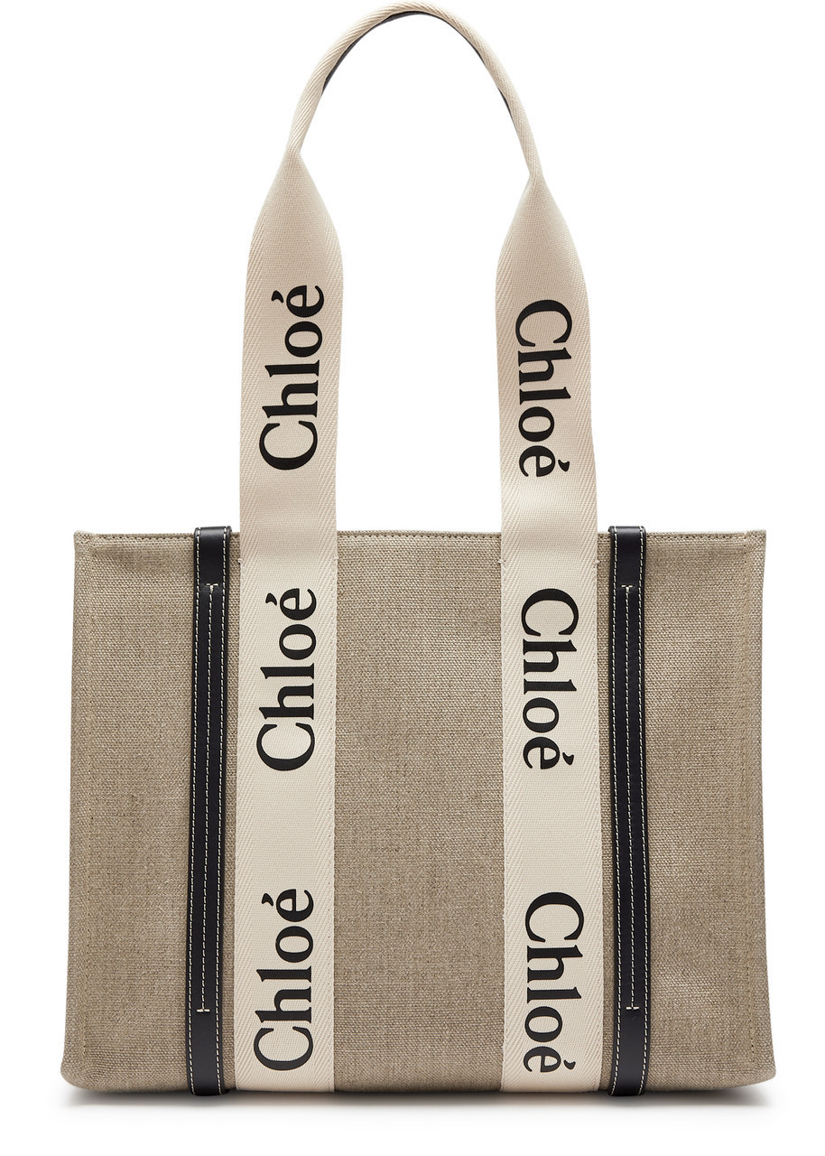 Chloe Woody Medium Canvas Tote - Blue | Harvey Nichols (Global)