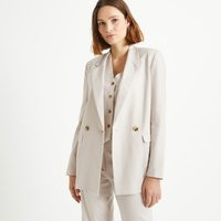 Chaqueta de corte recto, lino mezclado Mujer Talla 36. Color Beige | La Redoute ES