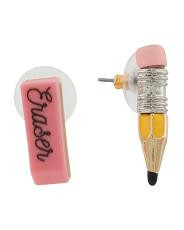Pencil And Eraser Mismatched Stud Earrings | TJ Maxx