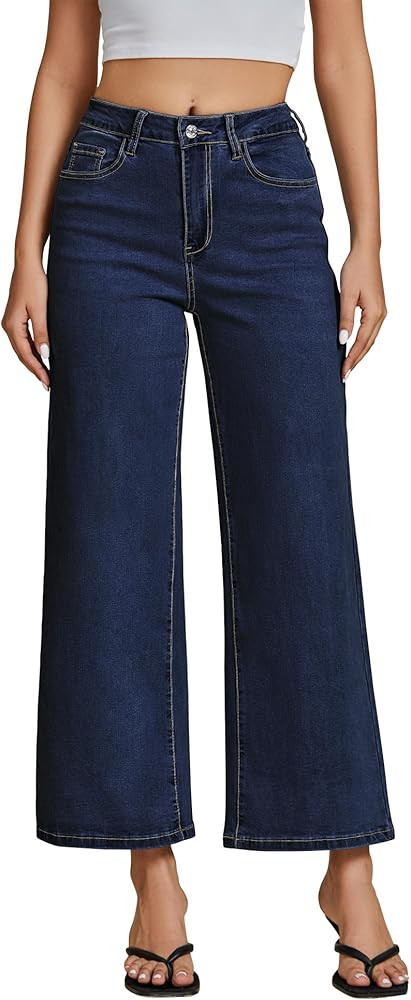 luvamia Wide Leg Jeans for Women High Waisted Relaxed Fit Trendy Stretchy Denim Pants Ankle Trous... | Amazon (US)