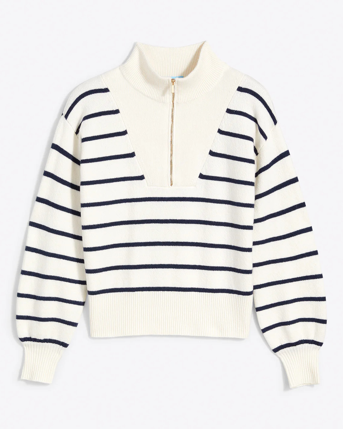 Striped Zip Up Sweater in Mariner Stripe | Draper James (US)