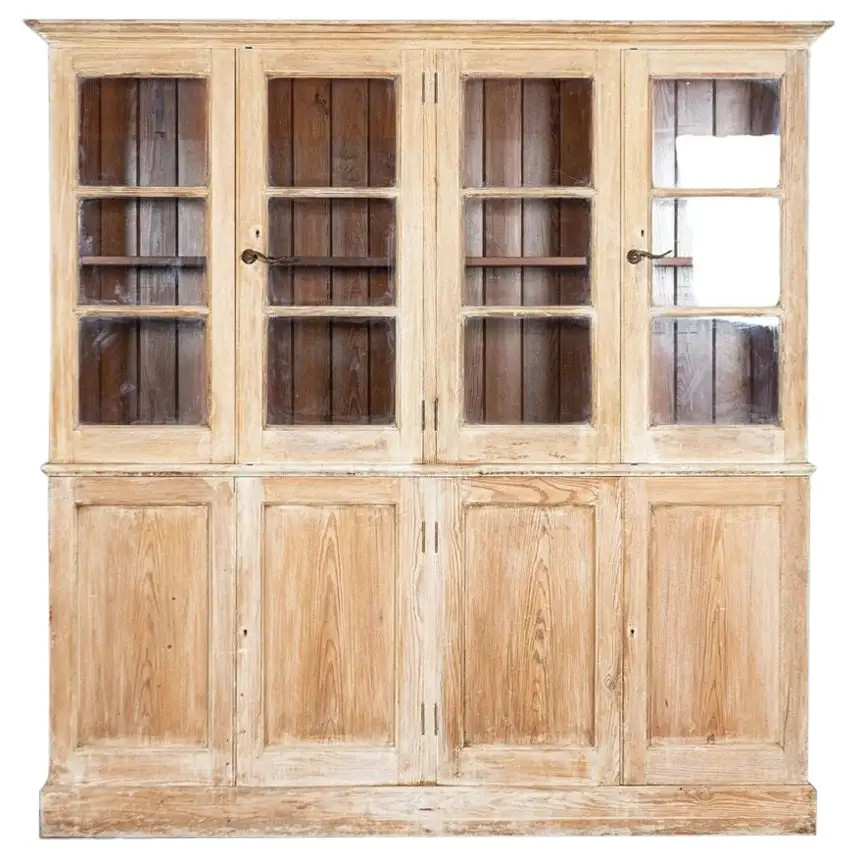 Large Pair 19thC English Pine Bleached Bookcases | 1stDibs