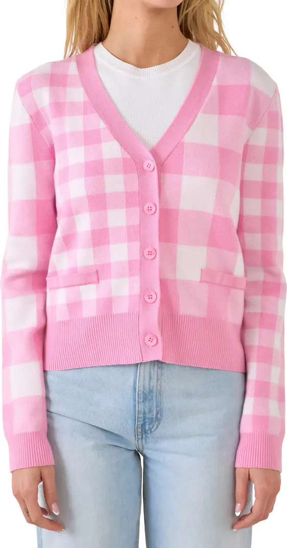 English Factory Gingham Knit Cardigan | Nordstrom | Nordstrom