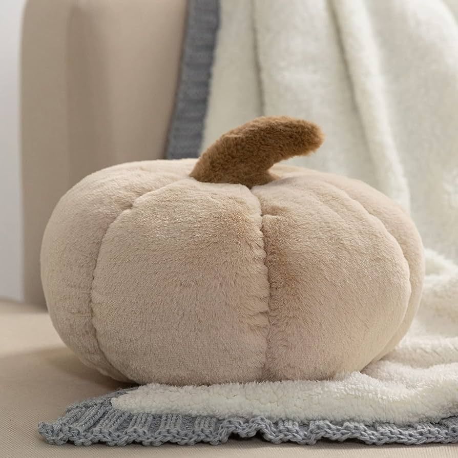 Ashler Faux Rabbit Fur Pumpkin Throw Pillows Halloween Pillow Cute 3D Shaped Cushion Fluffy Pumpk... | Amazon (US)