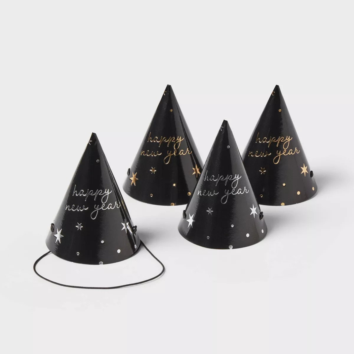 4ct New Years Eve Party Hats Black - Spritz™ | Target