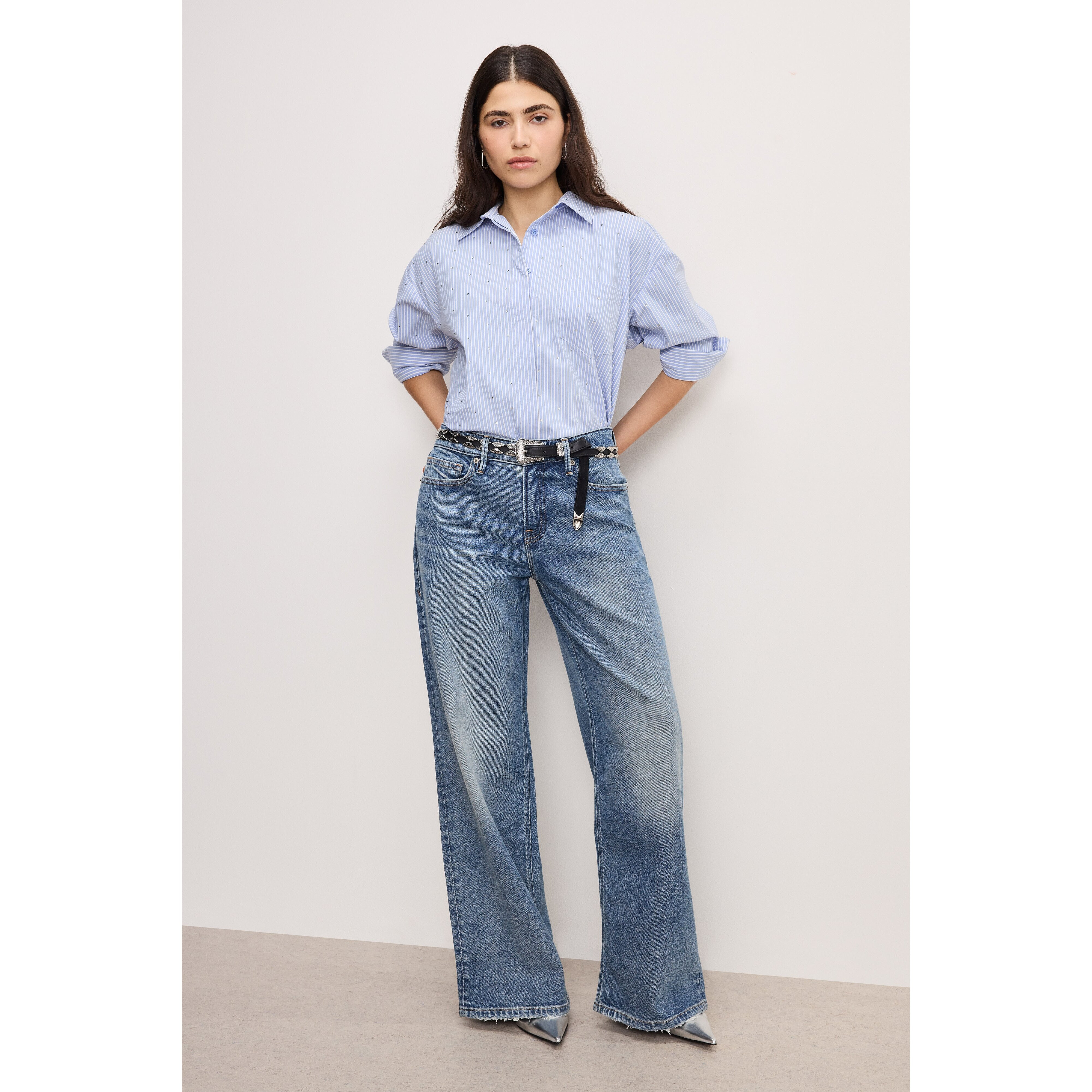 Women's Good Ease Petite Relaxed Jeans | Indigo, Size 16 Plus | Good American by Khlo� Kardashian | Good American