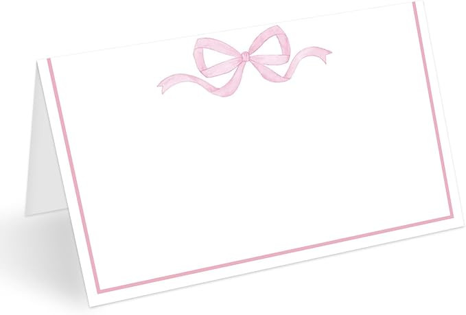 Pink Ribbon Bow Place Cards for Table Setting, Blank Name Card for Banquet, Set of 25 Seating Car... | Amazon (US)