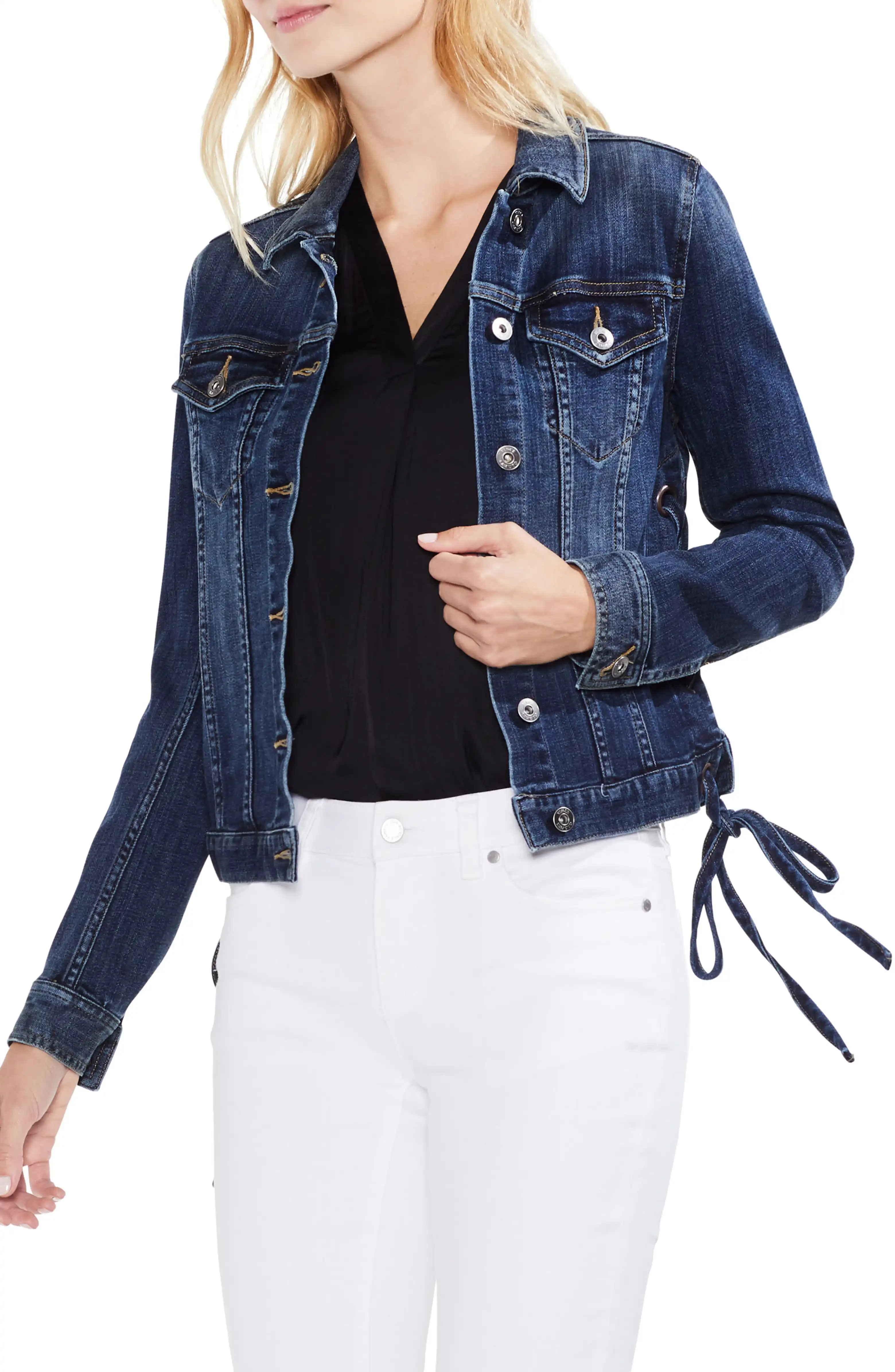 Lace-Up Side Indigo Denim JacketVINCE CAMUTO | Nordstrom