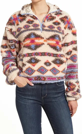 Geometric Print Fleece Pullover | Nordstrom Rack