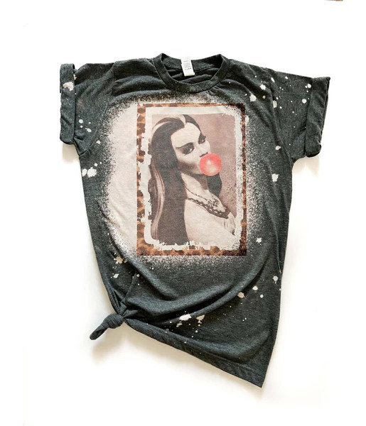 Lily Munster Bleached Unisex Graphic Tee | UniqueVintage